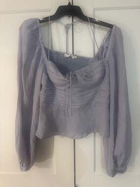 ASTR The Label Swiss Dot Long Sleeve Corset Top Size L